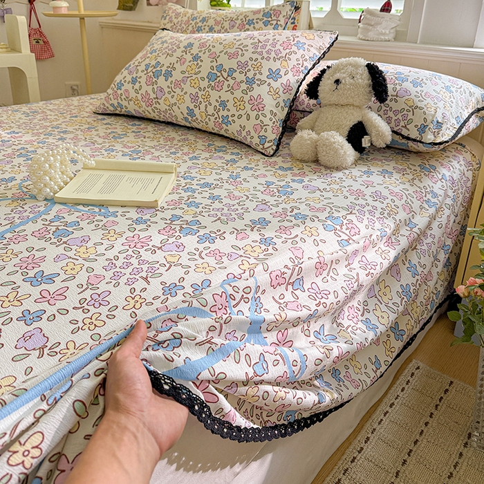 91家纺网 家纺一手货源 找家纺 花伞家居 2026新款蕾丝花边款皱皱双层纱单床单床单单件含买家秀 床单-美丽花园