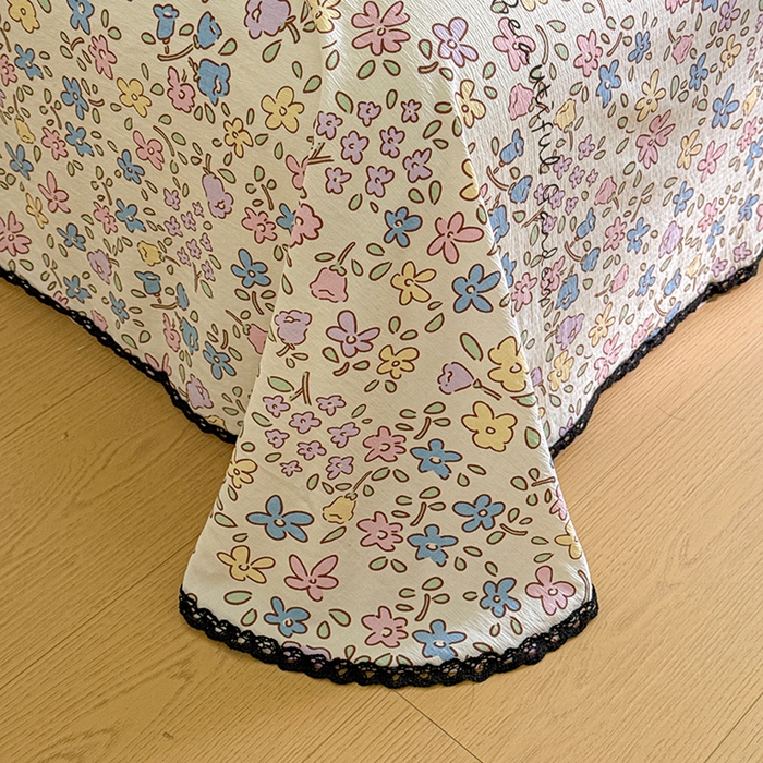 91家纺网 家纺一手货源 找家纺 花伞家居 2026新款蕾丝花边款皱皱双层纱单床单床单单件含买家秀 床单-美丽花园