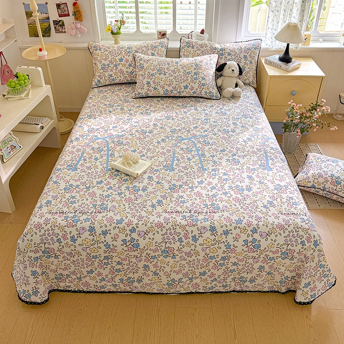 91家纺网 家纺一手货源 找家纺 花伞家居 2026新款蕾丝花边款皱皱双层纱单床单床单单件含买家秀 床单-美丽花园