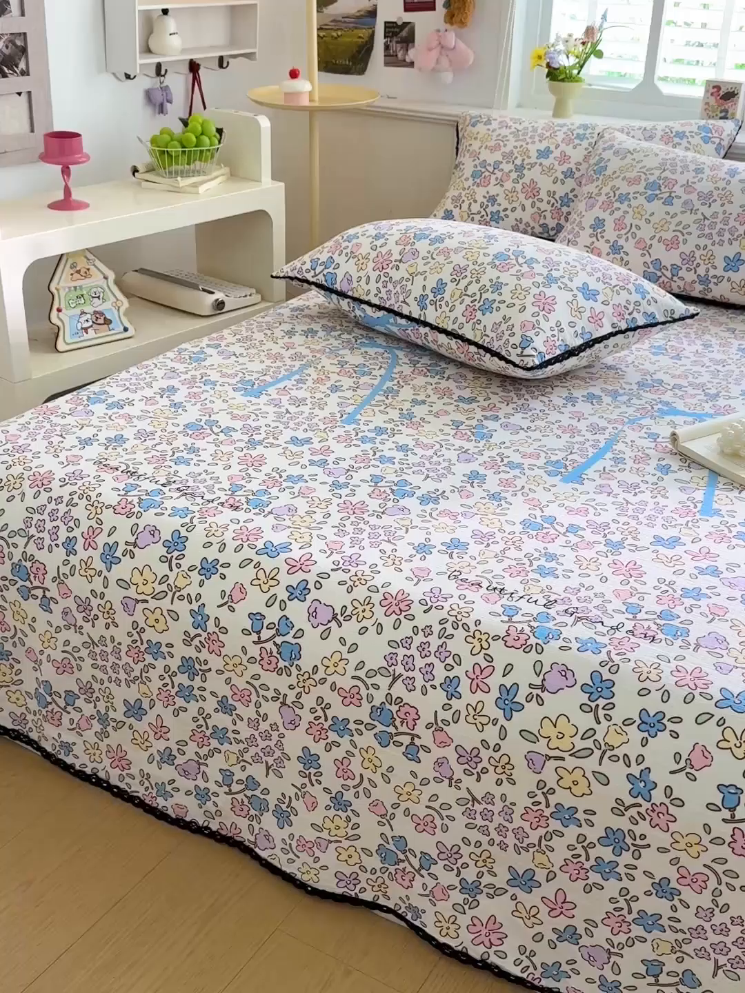 91家纺网 家纺一手货源 找家纺 花伞家居 2026新款蕾丝花边款皱皱双层纱单床单床单单件含买家秀 床单-美丽花园