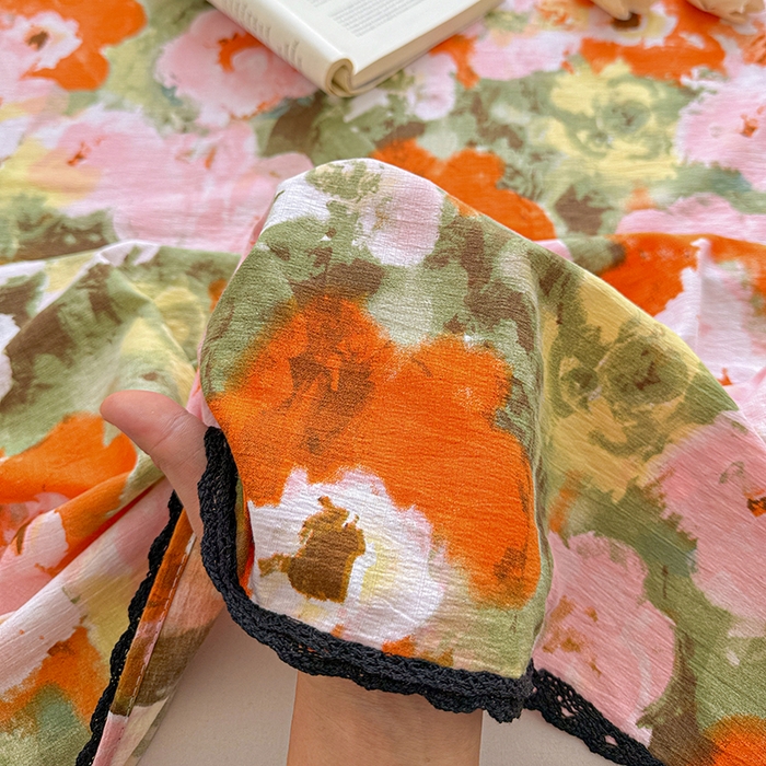 91家纺网 家纺一手货源 找家纺 花伞家居 2026新款蕾丝花边款皱皱双层纱单床单床单单件含买家秀 床单-热情绚烂