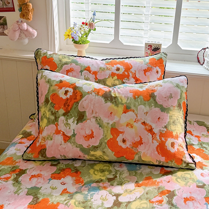 91家纺网 家纺一手货源 找家纺 花伞家居 2026新款蕾丝花边款皱皱双层纱单床单床单单件含买家秀 床单-热情绚烂