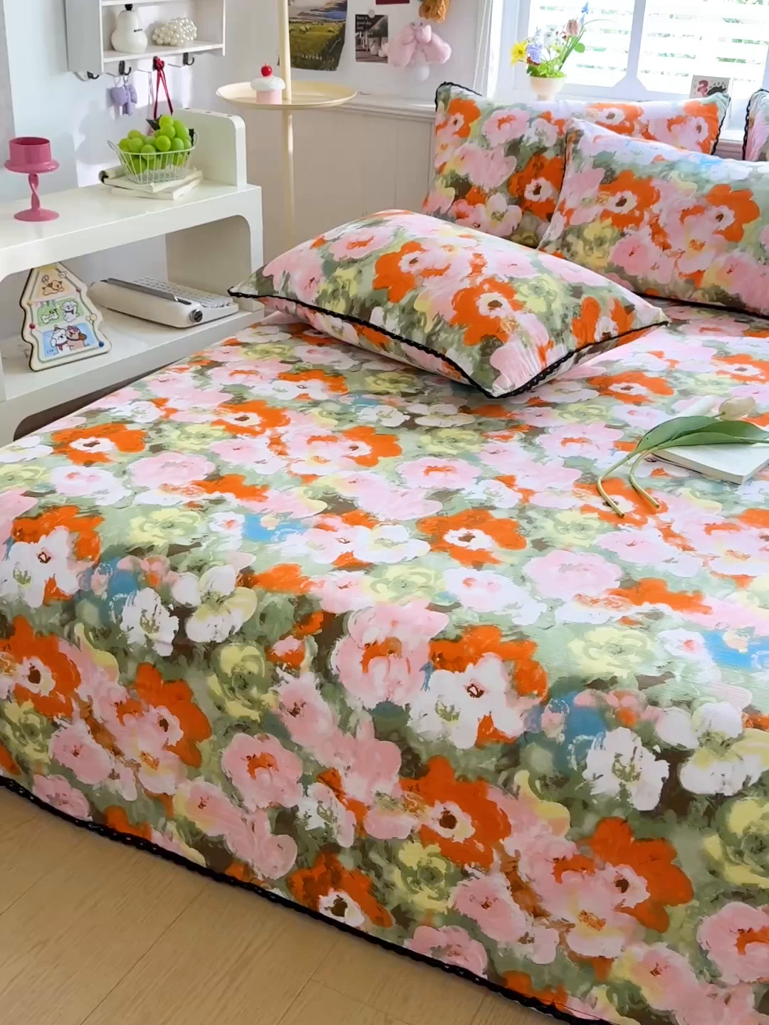 91家纺网 家纺一手货源 找家纺 花伞家居 2026新款蕾丝花边款皱皱双层纱单床单床单单件含买家秀 床单-热情绚烂