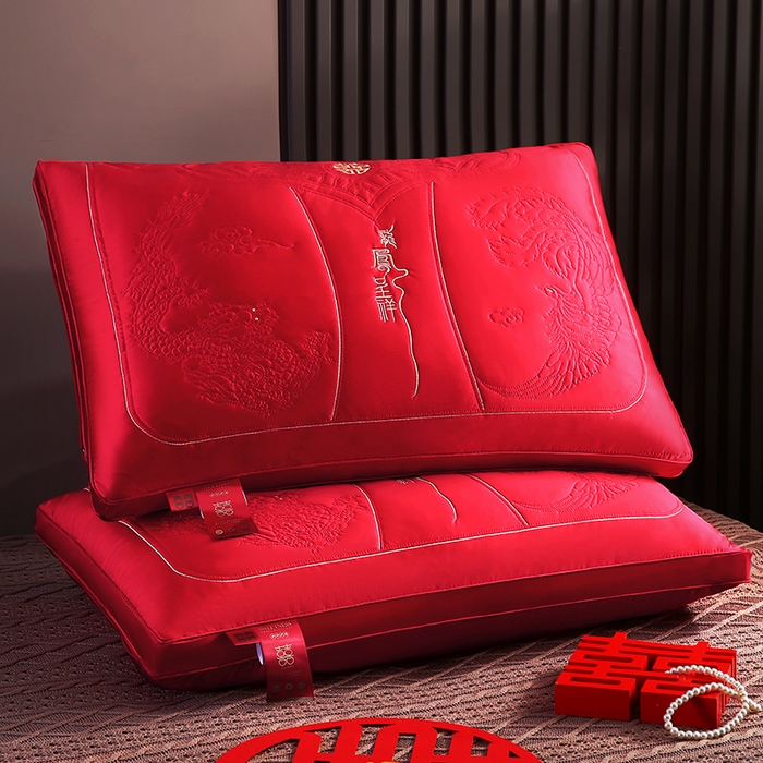 91家纺网 家纺一手货源 找家纺 （总）贤内助家纺 2026新款全棉刺绣婚庆枕羽丝枕护肩枕枕头枕芯系列-锦绣良缘