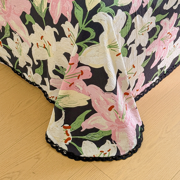 91家纺网 家纺一手货源 找家纺 花伞家居 2026新款蕾丝花边款皱皱双层纱单床单床单单件含买家秀 床单-盛开粉