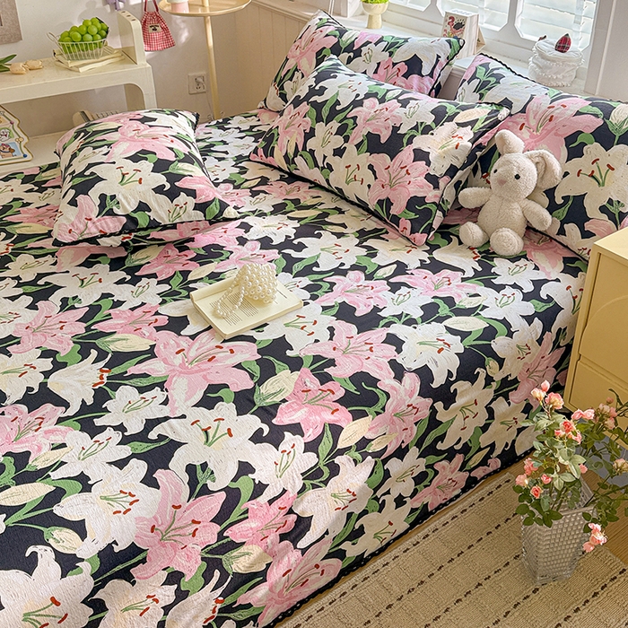 91家纺网 家纺一手货源 找家纺 花伞家居 2026新款蕾丝花边款皱皱双层纱单床单床单单件含买家秀 床单-盛开粉