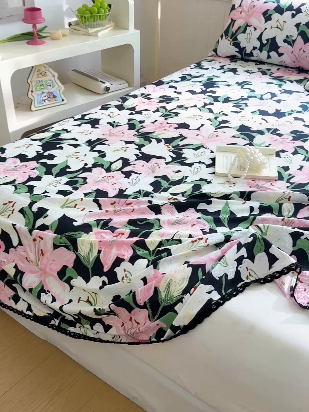 91家纺网 家纺一手货源 找家纺 花伞家居 2026新款蕾丝花边款皱皱双层纱单床单床单单件含买家秀 床单-盛开粉