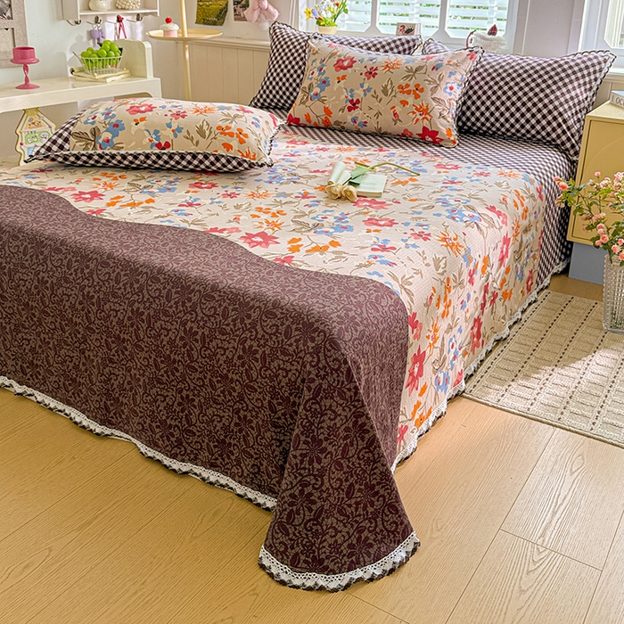 91家纺网 家纺一手货源 找家纺 花伞家居 2026新款蕾丝花边款皱皱双层纱单床单床单单件含买家秀 床单-予美