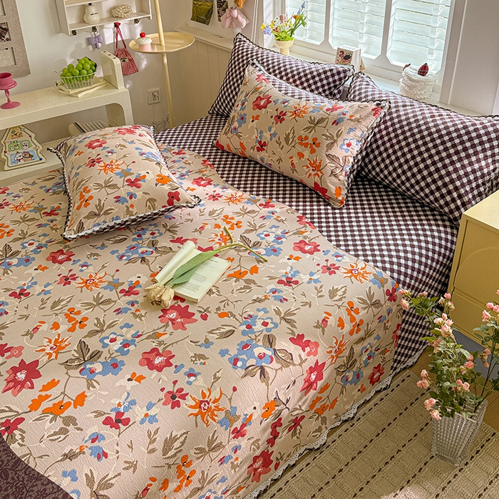 91家纺网 家纺一手货源 找家纺 花伞家居 2026新款蕾丝花边款皱皱双层纱单床单床单单件含买家秀 床单-予美