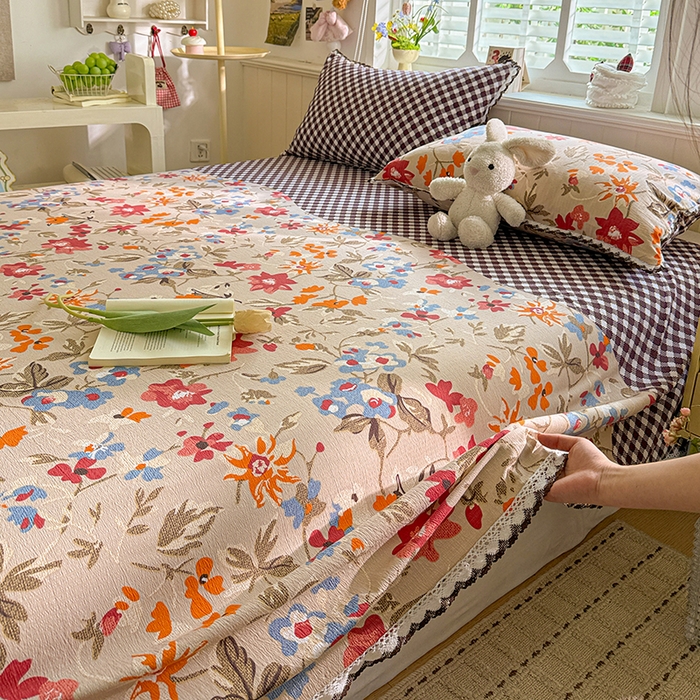 91家纺网 家纺一手货源 找家纺 花伞家居 2026新款蕾丝花边款皱皱双层纱单床单床单单件含买家秀 床单-予美