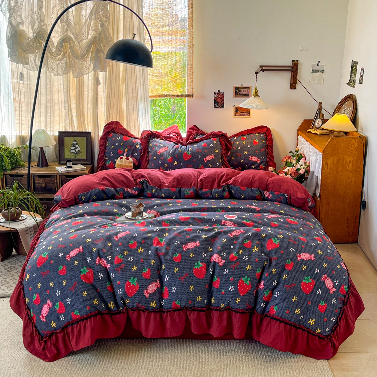 91家纺网 家纺一手货源 找家纺 （总）花伞家居 2026新款韩系大花边加厚磨毛四件套含买家秀