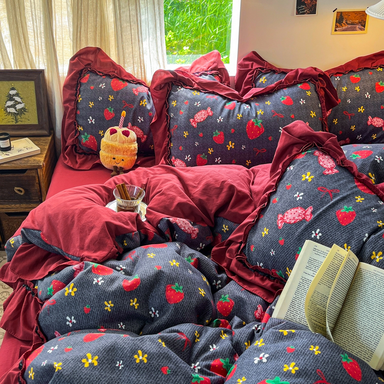 91家纺网 家纺一手货源 找家纺 （总）花伞家居 2026新款韩系大花边加厚磨毛四件套含买家秀