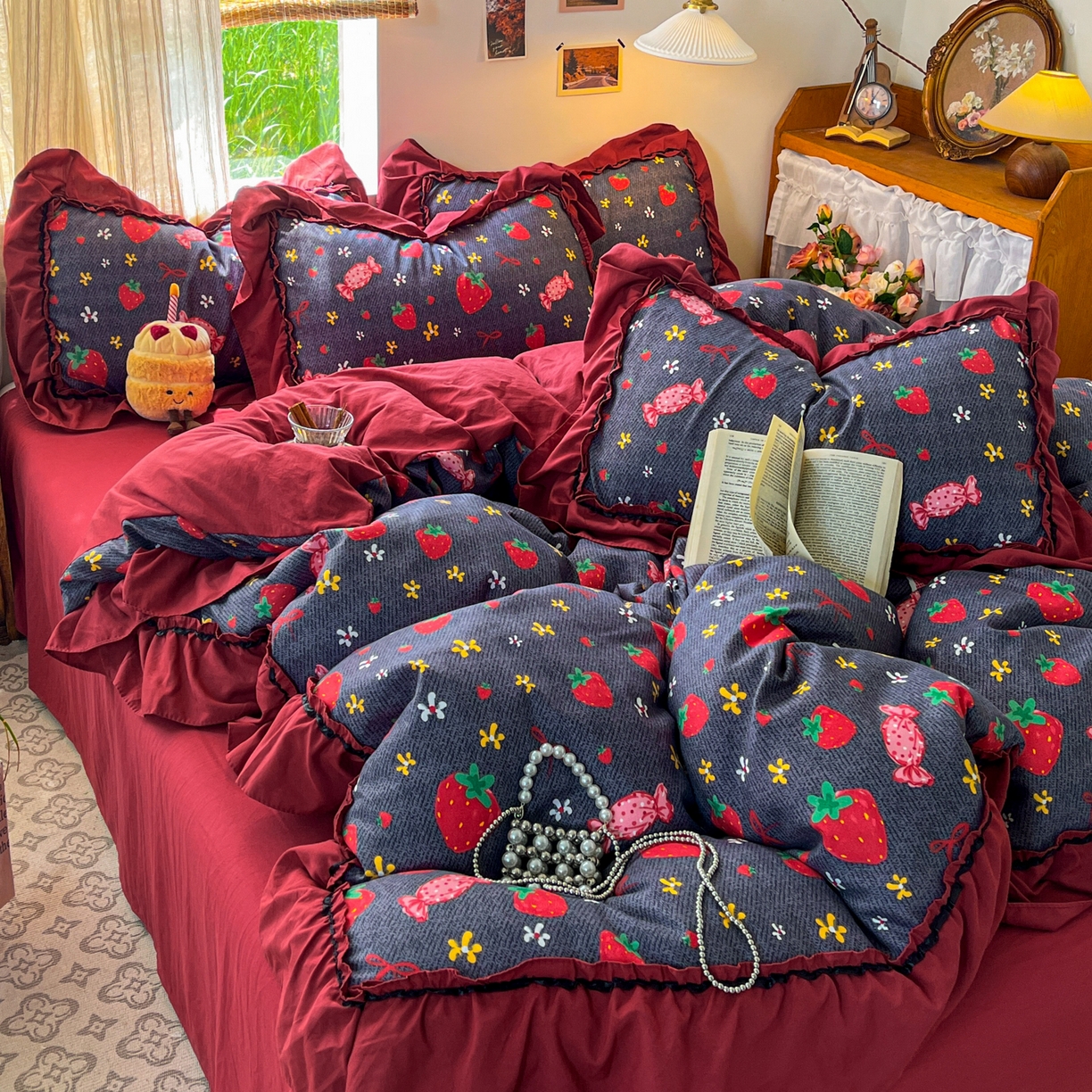 91家纺网 家纺一手货源 找家纺 （总）花伞家居 2026新款韩系大花边加厚磨毛四件套含买家秀