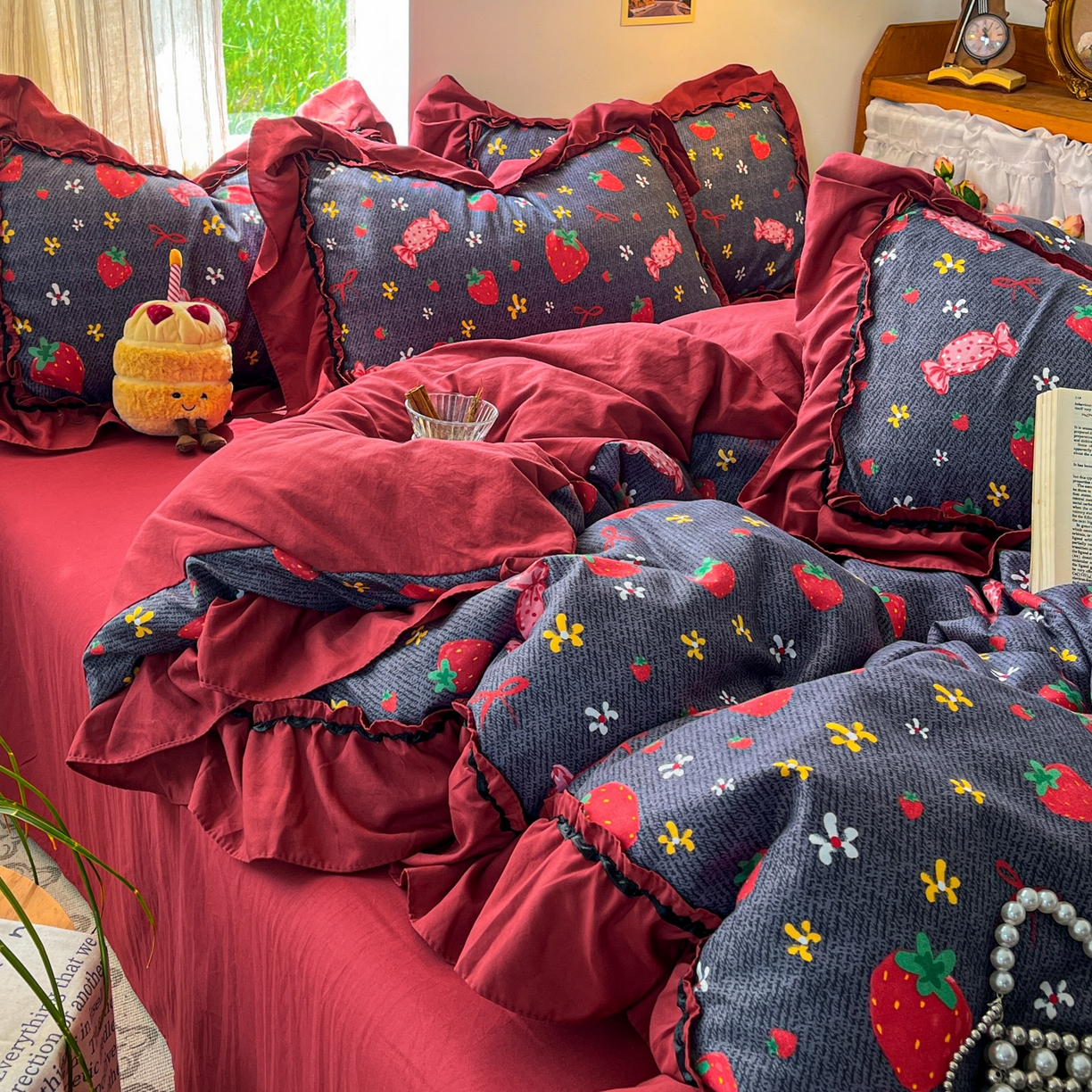 91家纺网 家纺一手货源 找家纺 （总）花伞家居 2026新款韩系大花边加厚磨毛四件套含买家秀