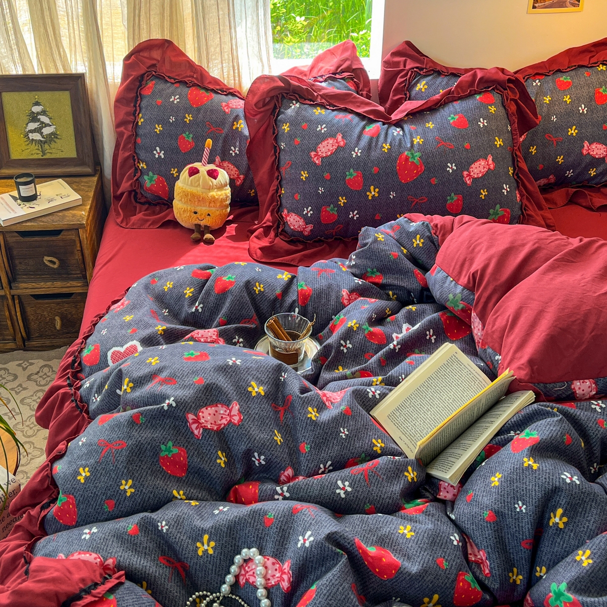 91家纺网 家纺一手货源 找家纺 （总）花伞家居 2026新款韩系大花边加厚磨毛四件套含买家秀