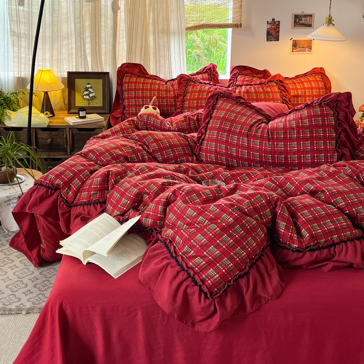 91家纺网 家纺一手货源 找家纺 （总）花伞家居 2026新款韩系大花边加厚磨毛四件套含买家秀