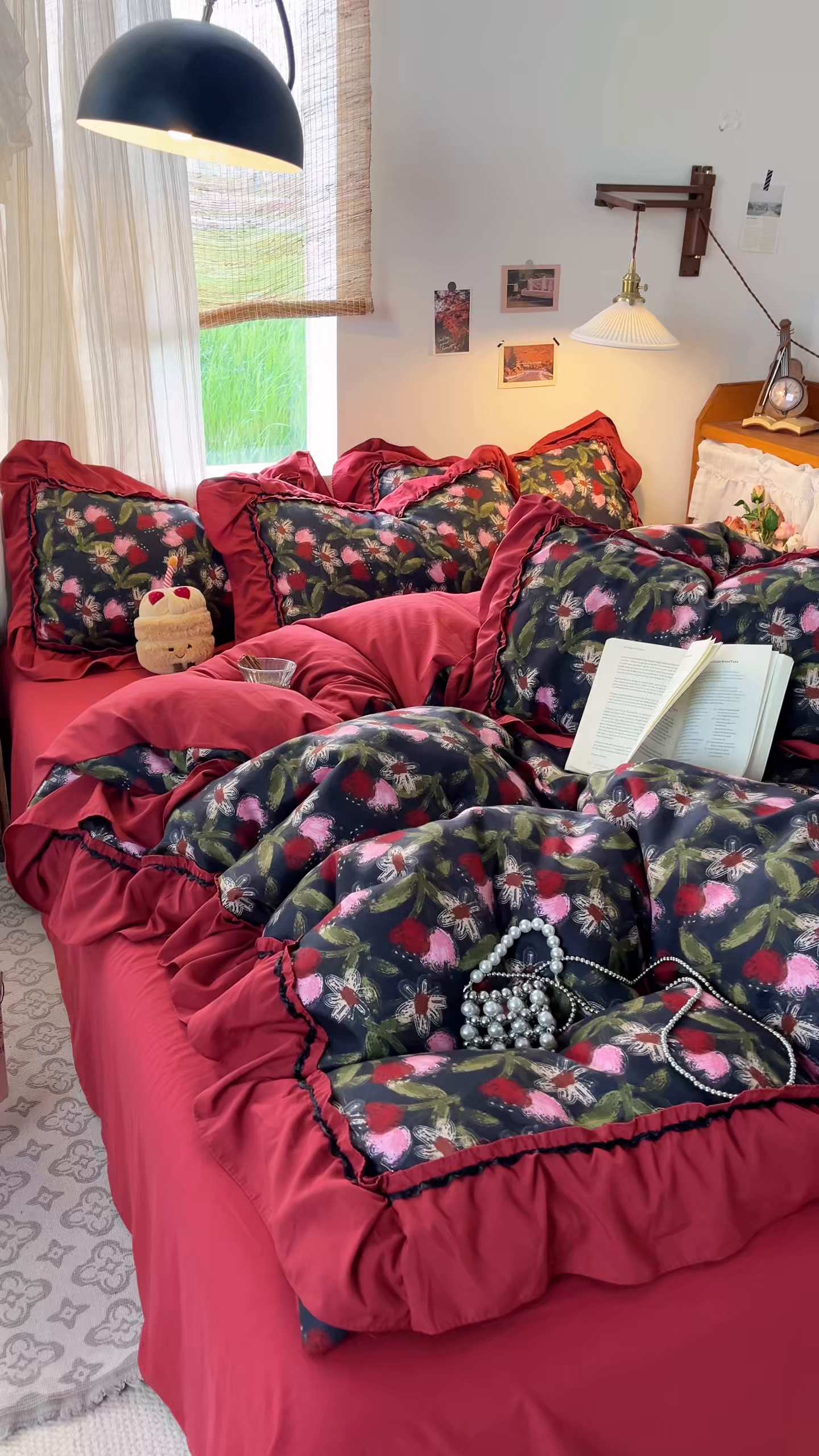 91家纺网 家纺一手货源 找家纺 花伞家居 2026新款韩系大花边加厚磨毛四件套含买家秀 韩版-花颂