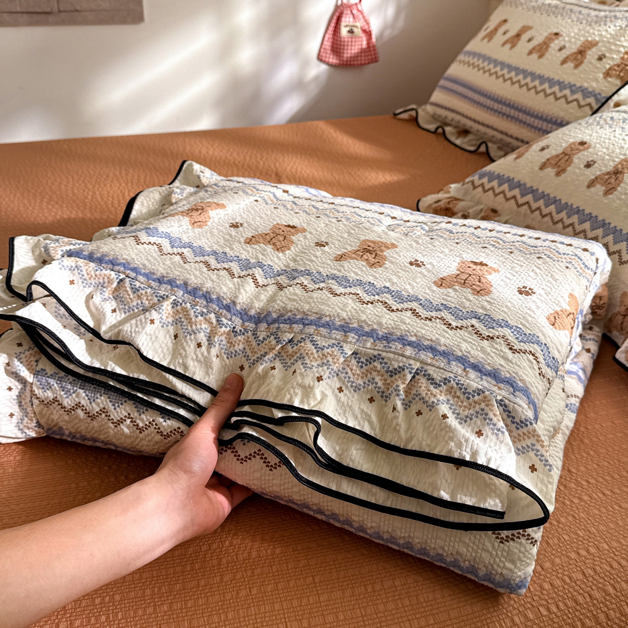 91家纺网 家纺一手货源 找家纺 （总）水墨江南 2026新款泡芙纱花边夏被四件套