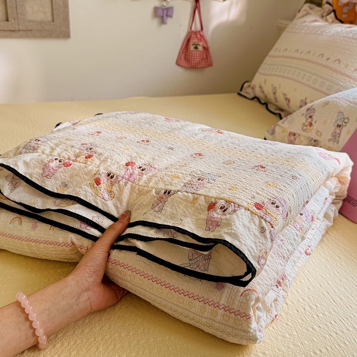 91家纺网 家纺一手货源 找家纺 （总）水墨江南 2026新款泡芙纱花边夏被四件套