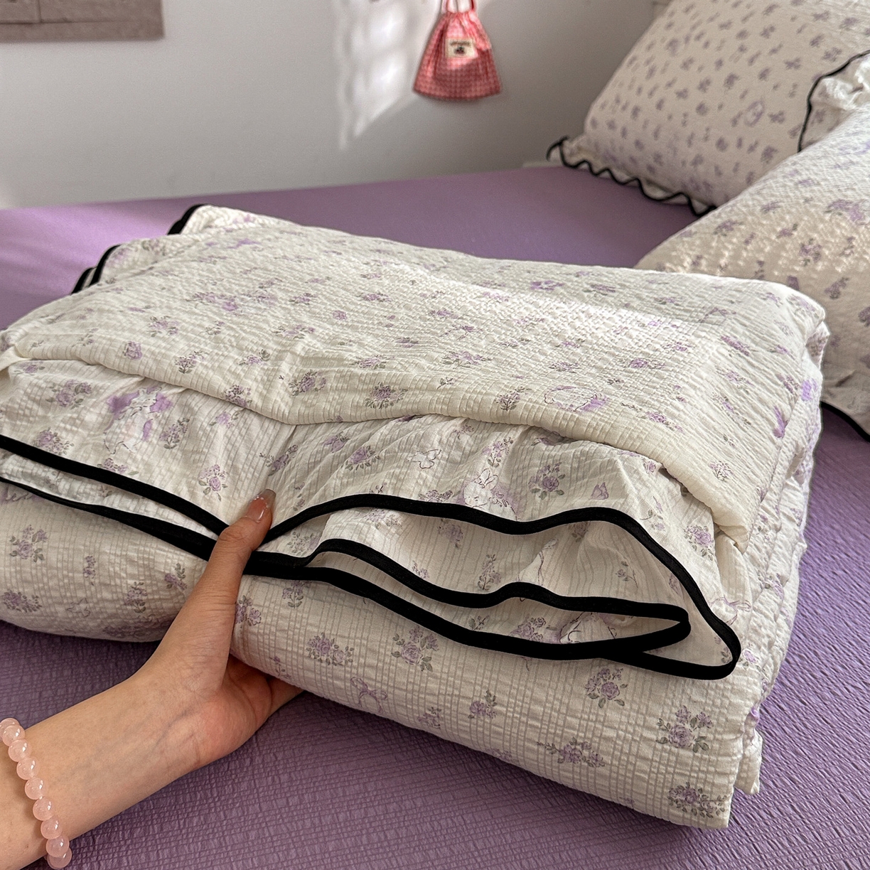 91家纺网 家纺一手货源 找家纺 （总）水墨江南 2026新款泡芙纱花边夏被四件套