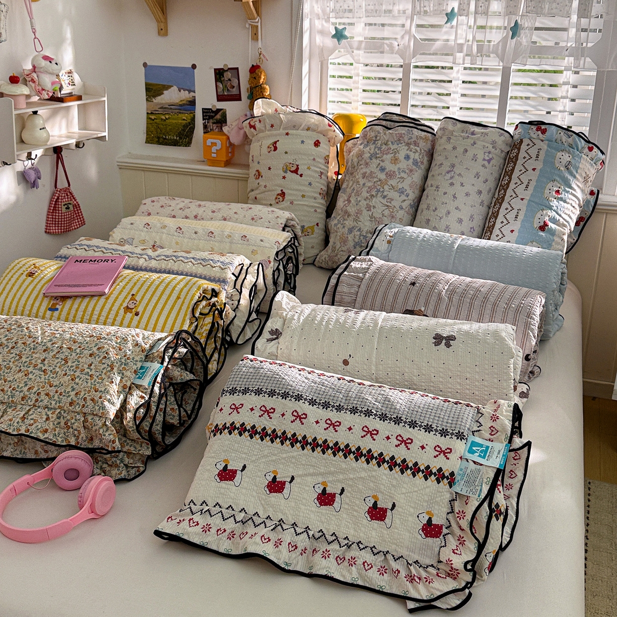 91家纺网 家纺一手货源 找家纺 （总）水墨江南 2026新款泡芙纱花边夏被四件套