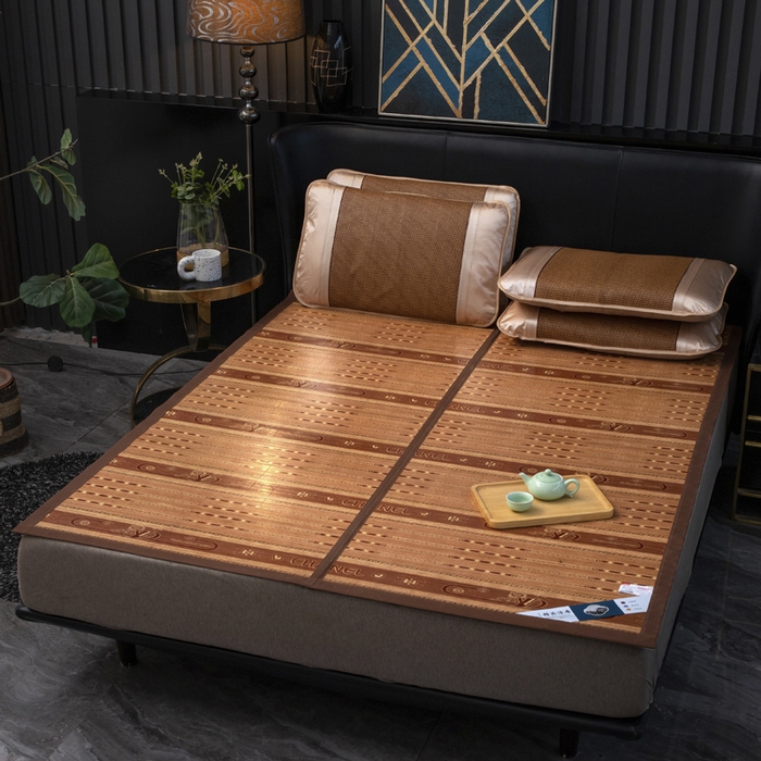 91家纺网 家纺一手货源 找家纺 好艺佳 2026新品竹席凉席冰丝席印花冰藤席折叠夏季草席单人双人宿舍学生 可可