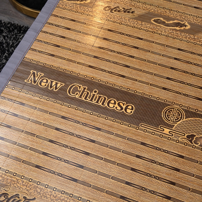 91家纺网 家纺一手货源 找家纺 好艺佳 2026新品竹席凉席冰丝席印花冰藤席折叠夏季草席单人双人宿舍学生 国风-灰