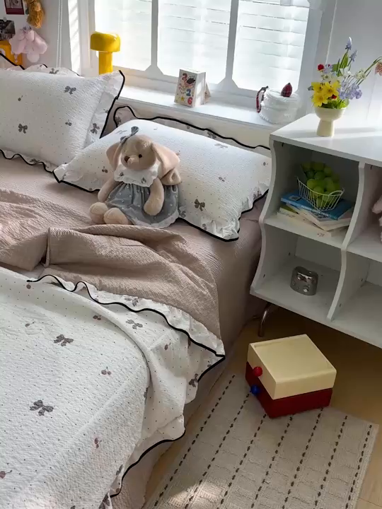 91家纺网 家纺一手货源 找家纺 （总）水墨江南 2026新款泡芙纱花边夏被四件套