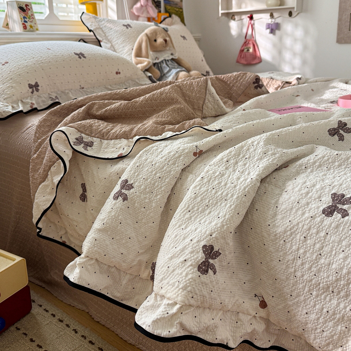 91家纺网 家纺一手货源 找家纺 （总）水墨江南 2026新款泡芙纱花边夏被四件套