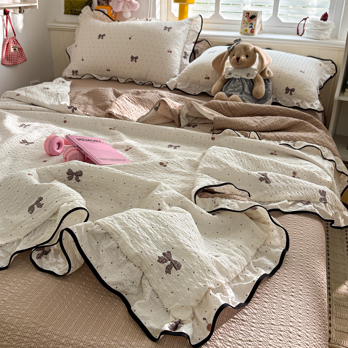 91家纺网 家纺一手货源 找家纺 （总）水墨江南 2026新款泡芙纱花边夏被四件套