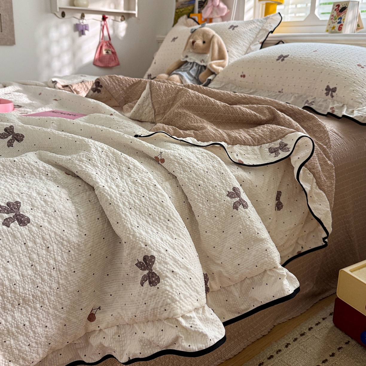 91家纺网 家纺一手货源 找家纺 （总）水墨江南 2026新款泡芙纱花边夏被四件套