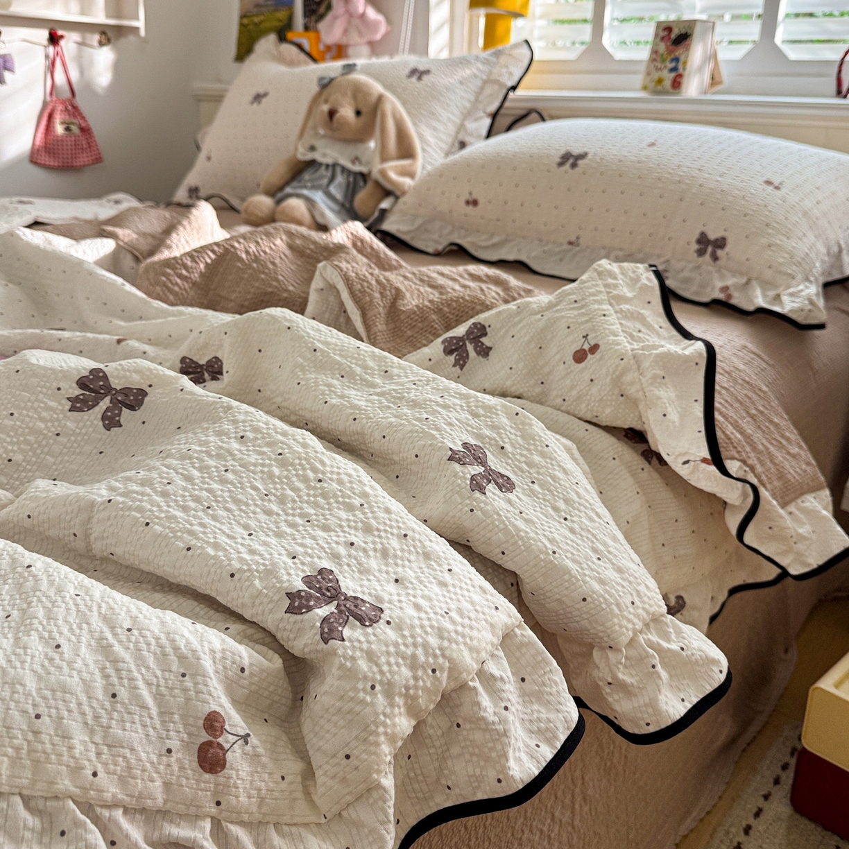 91家纺网 家纺一手货源 找家纺 （总）水墨江南 2026新款泡芙纱花边夏被四件套