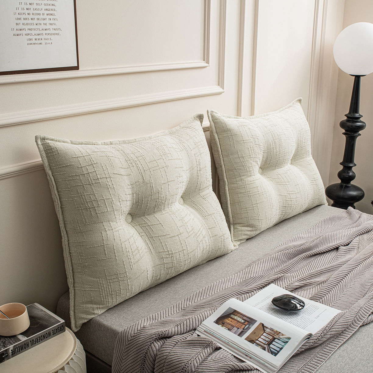 91家纺网 家纺一手货源 找家纺 美达人 2026新款肌理麻靠背 肌理-纽扣-花卉白