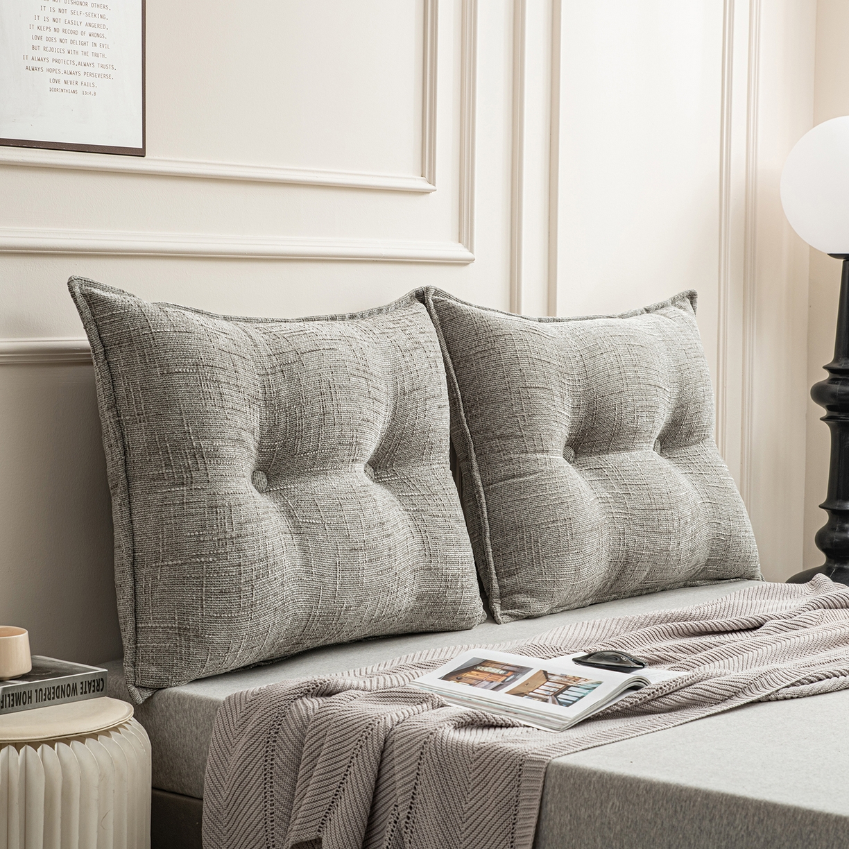 美达人 2026新款肌理麻靠背 肌理-纽扣-暖灰