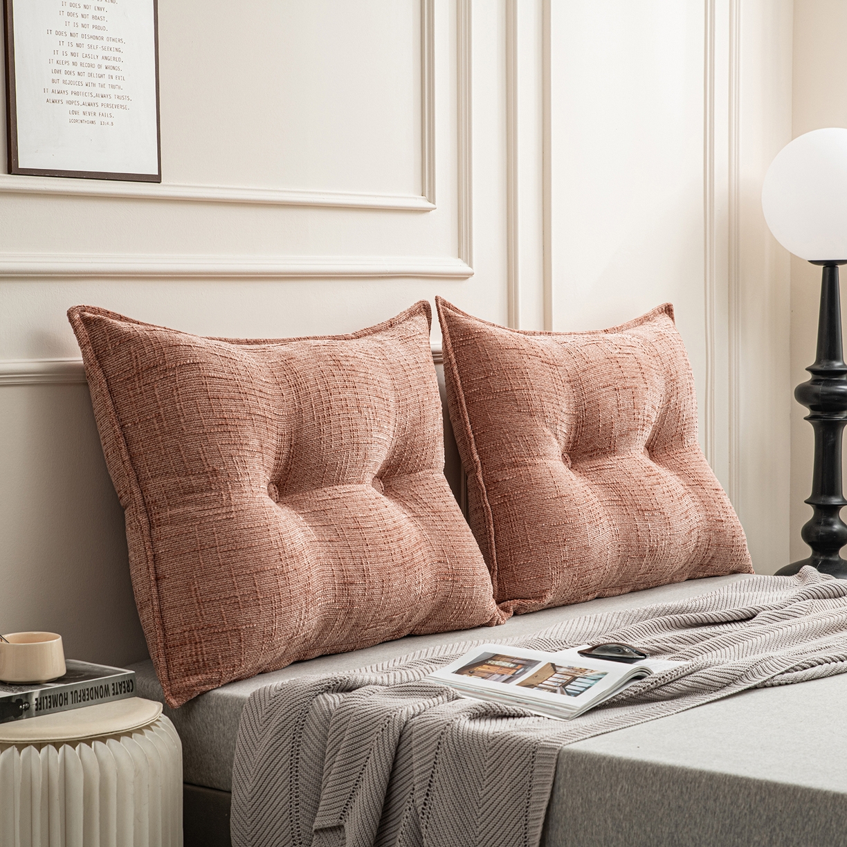 91家纺网 家纺一手货源 找家纺 美达人 2026新款肌理麻靠背 肌理-纽扣-珊瑚红