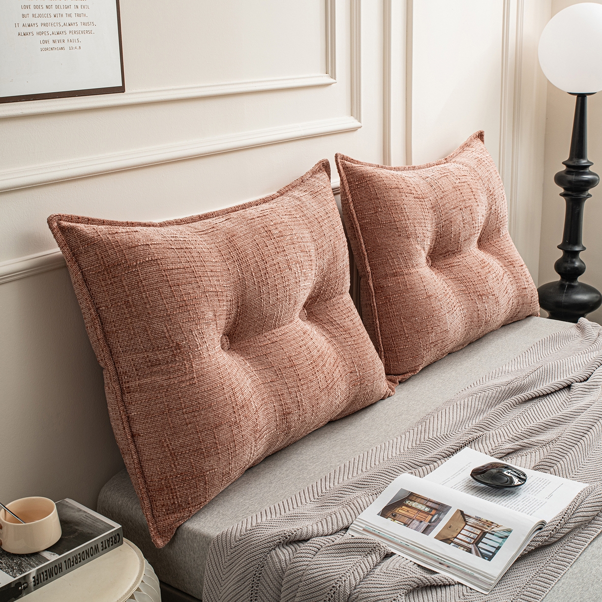 91家纺网 家纺一手货源 找家纺 美达人 2026新款肌理麻靠背 肌理-纽扣-珊瑚红