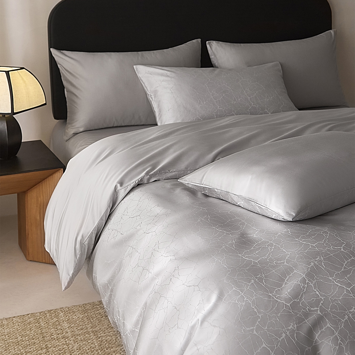 91家纺网 家纺一手货源 找家纺 ONE TWO ONE 121 2026新款60支轻奢天丝棉床上用品四件套天丝棉提花款 北海莳光