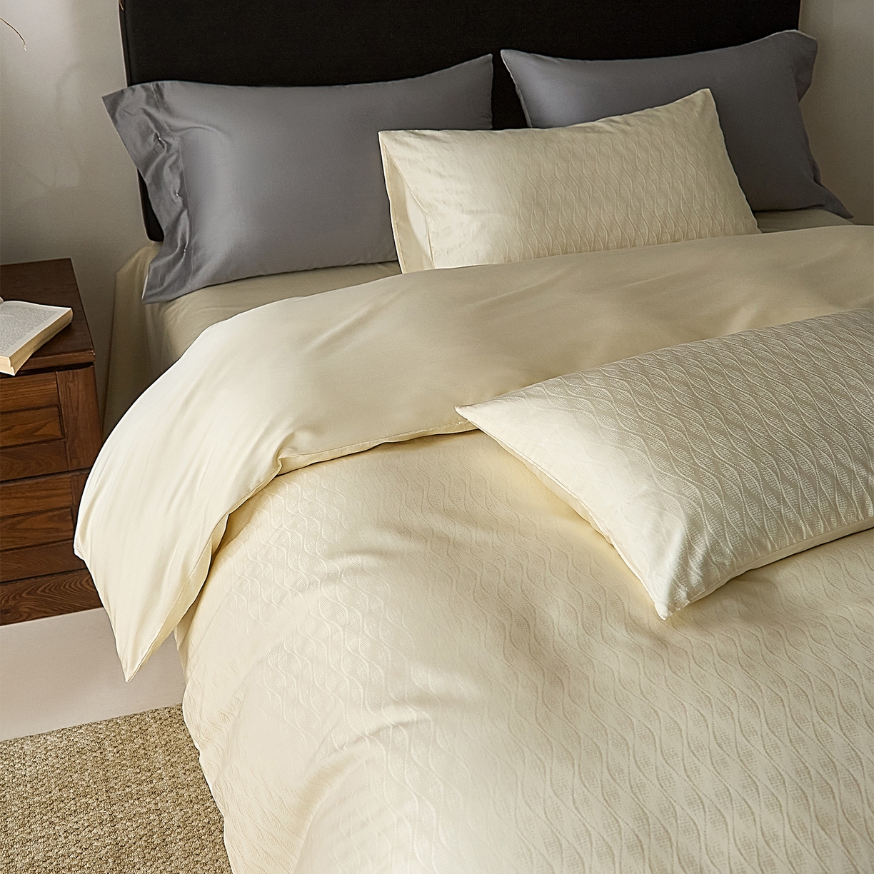 91家纺网 家纺一手货源 找家纺 ONE TWO ONE 121 2026新款60支轻奢天丝棉床上用品四件套天丝棉提花款 步步青云