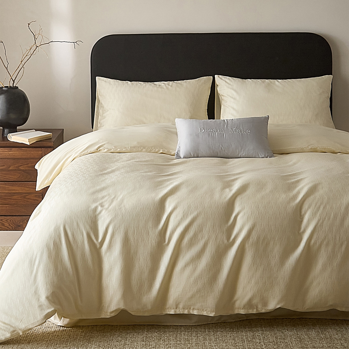 91家纺网 家纺一手货源 找家纺 ONE TWO ONE 121 2026新款60支轻奢天丝棉床上用品四件套天丝棉提花款 步步青云