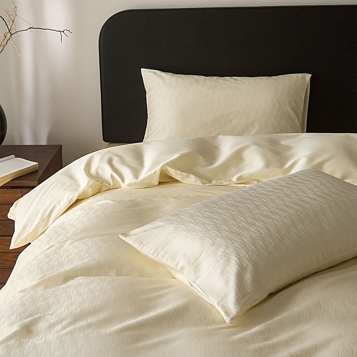 91家纺网 家纺一手货源 找家纺 ONE TWO ONE 121 2026新款60支轻奢天丝棉床上用品四件套天丝棉提花款 步步青云