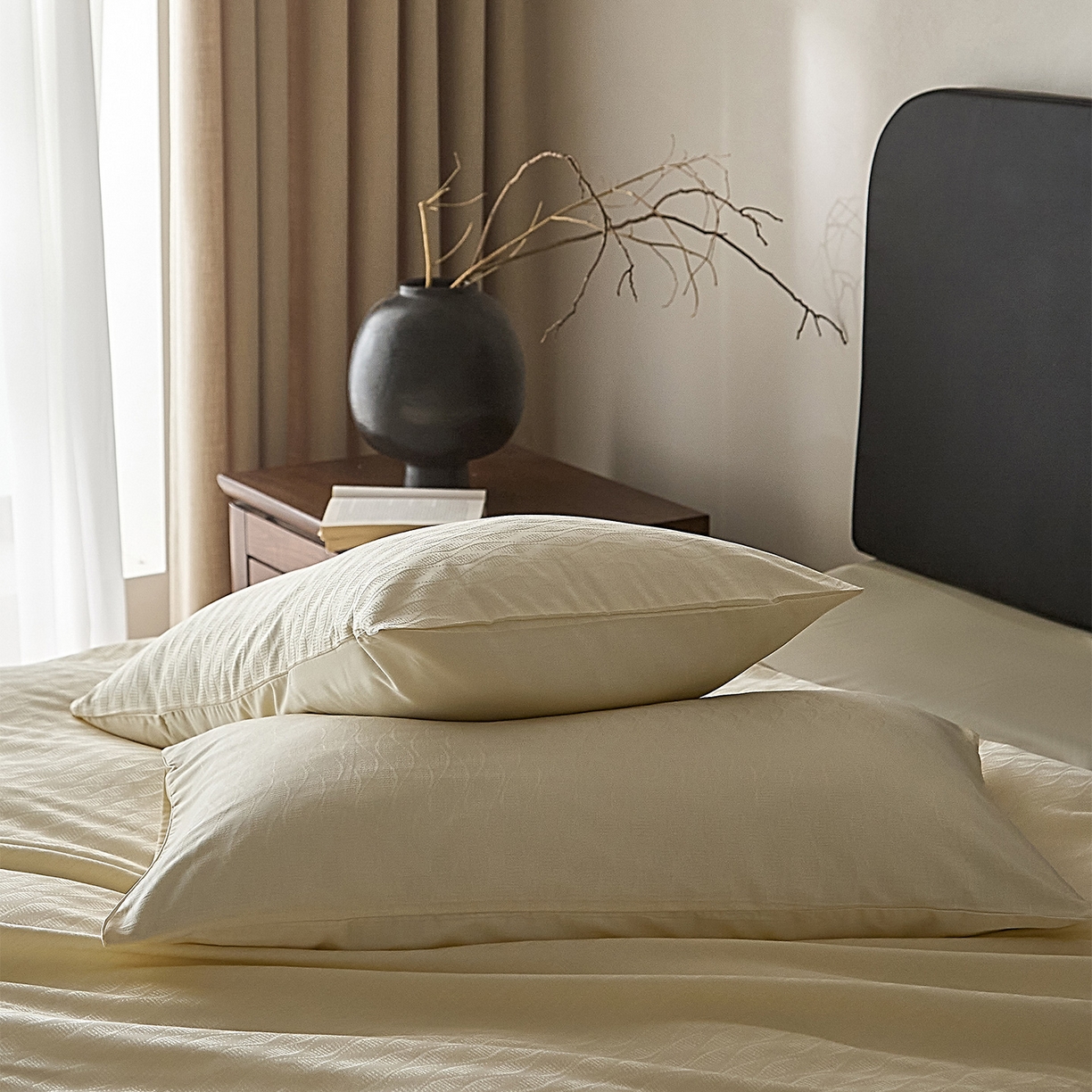 91家纺网 家纺一手货源 找家纺 ONE TWO ONE 121 2026新款60支轻奢天丝棉床上用品四件套天丝棉提花款 步步青云