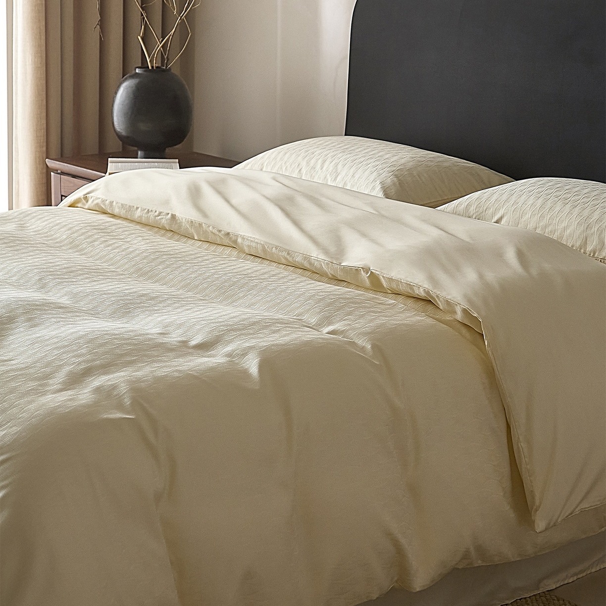 91家纺网 家纺一手货源 找家纺 ONE TWO ONE 121 2026新款60支轻奢天丝棉床上用品四件套天丝棉提花款 步步青云