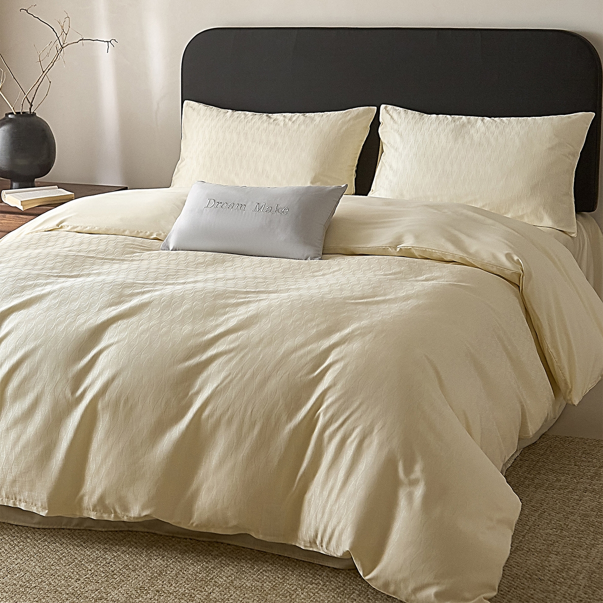 91家纺网 家纺一手货源 找家纺 ONE TWO ONE 121 2026新款60支轻奢天丝棉床上用品四件套天丝棉提花款 步步青云