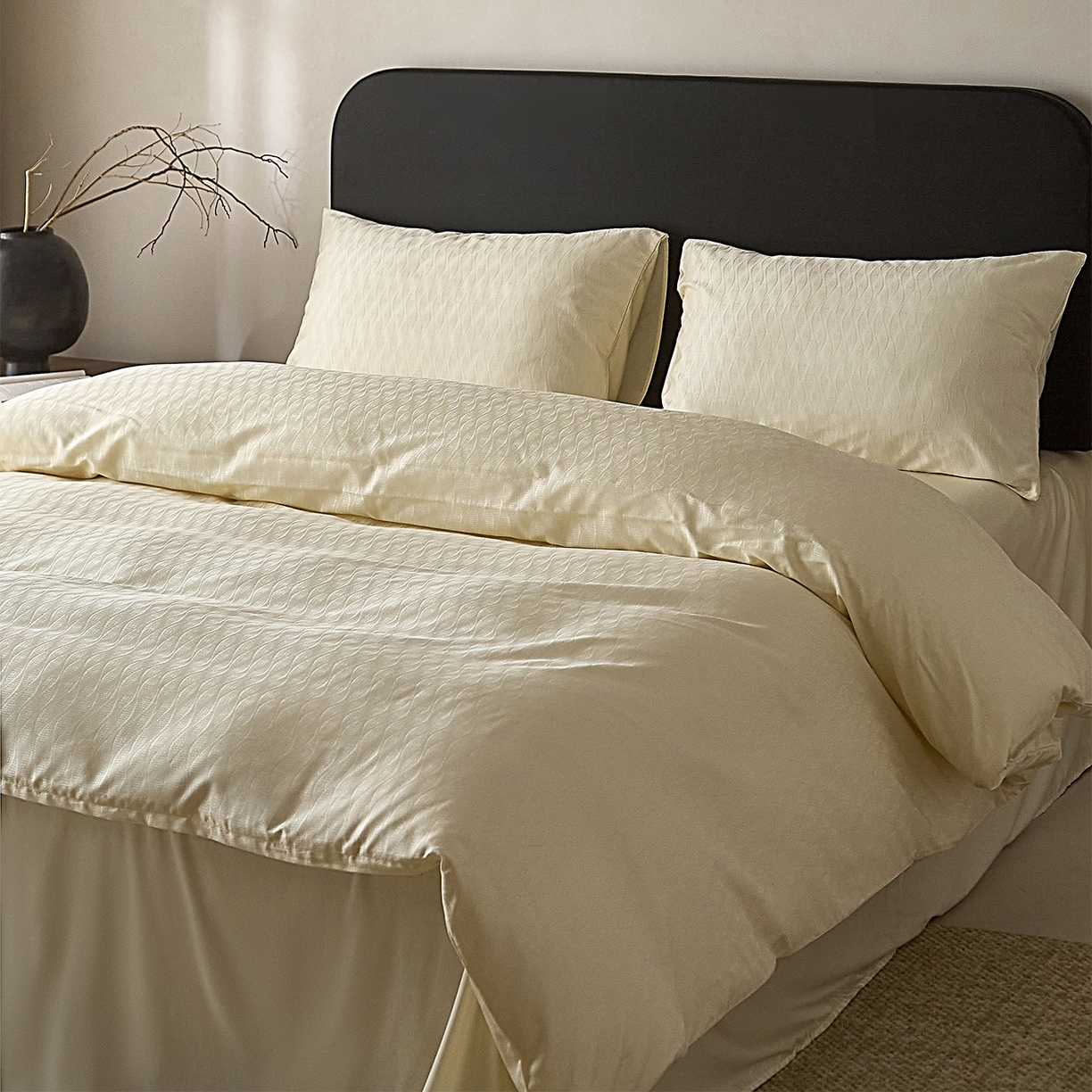 91家纺网 家纺一手货源 找家纺 ONE TWO ONE 121 2026新款60支轻奢天丝棉床上用品四件套天丝棉提花款 步步青云