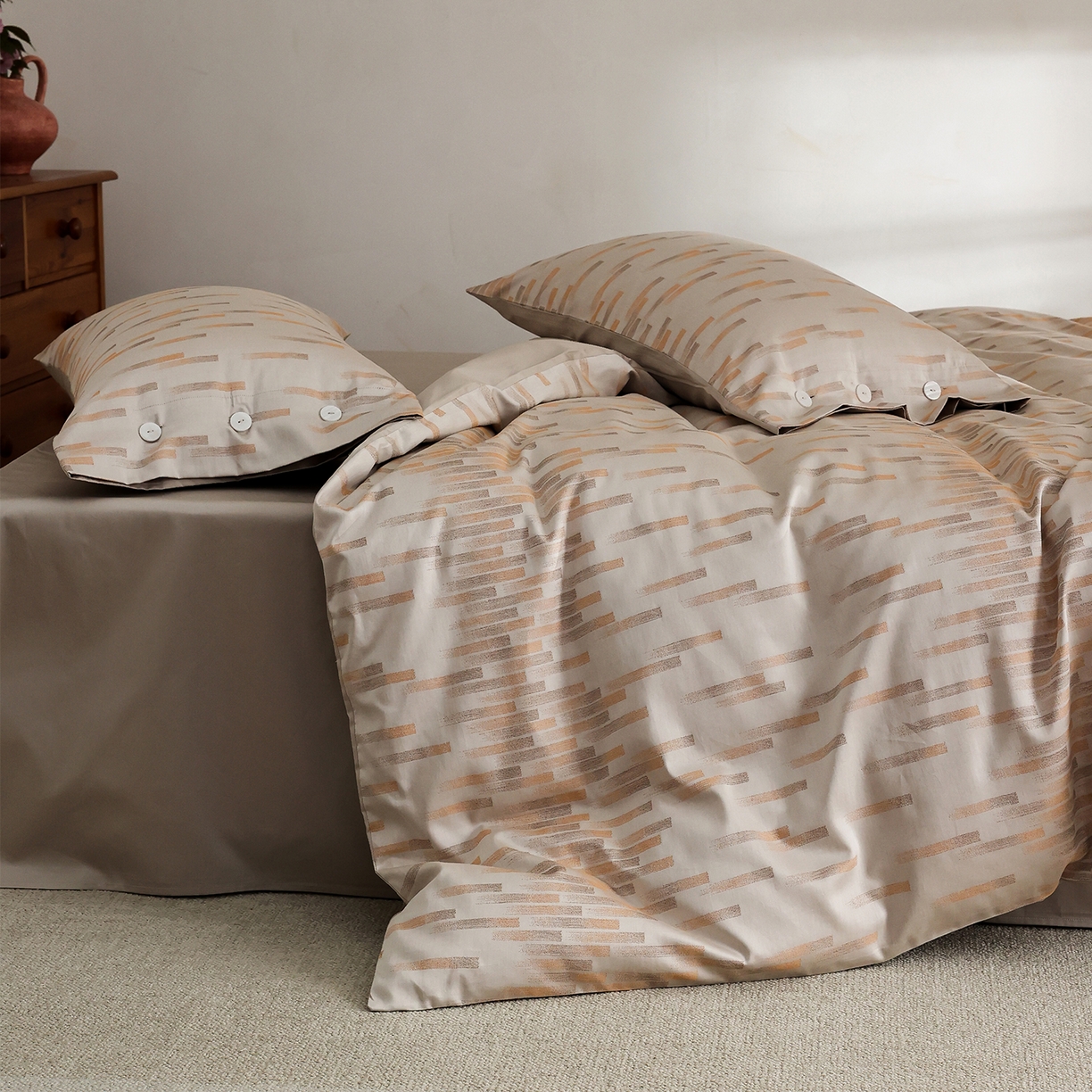 91家纺网 家纺一手货源 找家纺 （总）ONE TWO ONE 121 2026新款100s50支长绒棉全棉纯棉床上用品色织提花四件套-烟花时