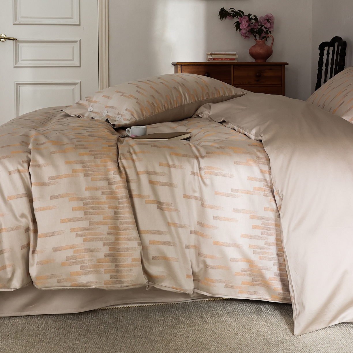 91家纺网 家纺一手货源 找家纺 （总）ONE TWO ONE 121 2026新款100s50支长绒棉全棉纯棉床上用品色织提花四件套-烟花时