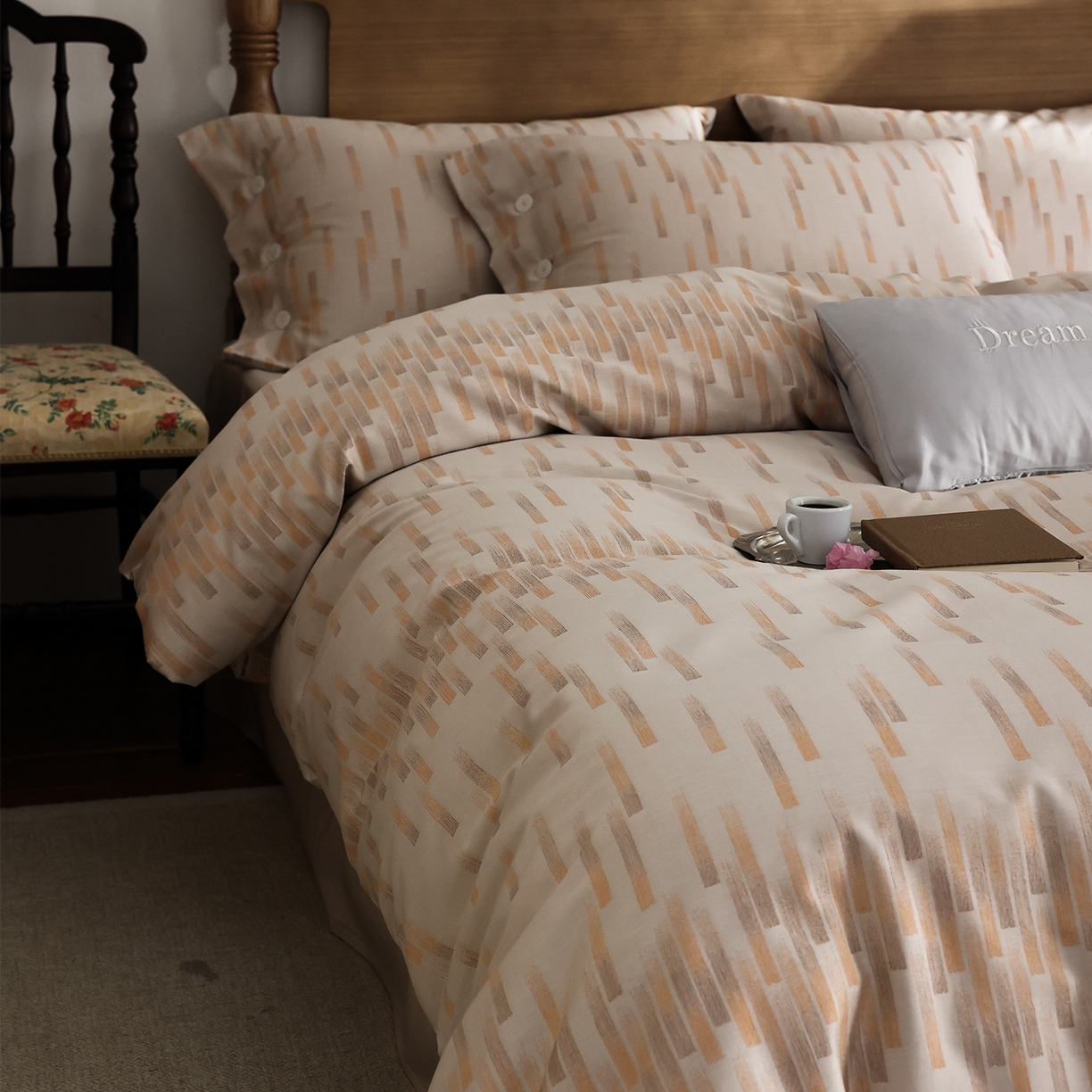 91家纺网 家纺一手货源 找家纺 （总）ONE TWO ONE 121 2026新款100s50支长绒棉全棉纯棉床上用品色织提花四件套-烟花时