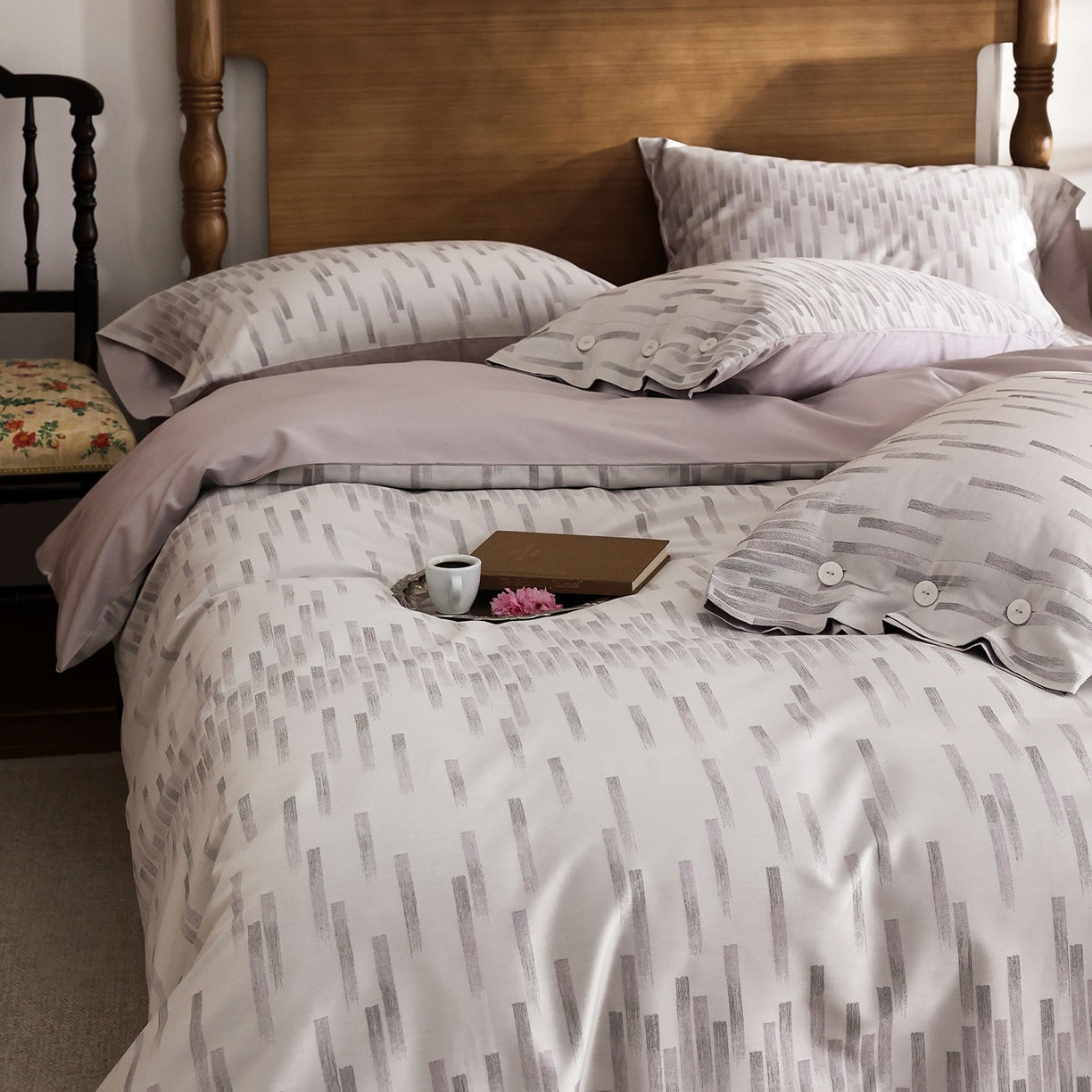 91家纺网 家纺一手货源 找家纺 （总）ONE TWO ONE 121 2026新款100s50支长绒棉全棉纯棉床上用品色织提花四件套-烟花时