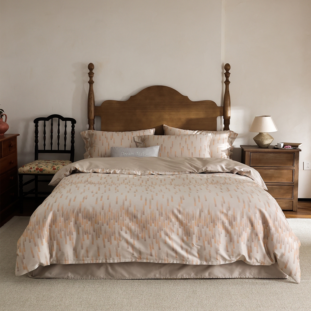 91家纺网 家纺一手货源 找家纺 ONE TWO ONE 121 2026新款100s50支长绒棉全棉纯棉床上用品色织提花四件套-烟花时 烟花时-橘