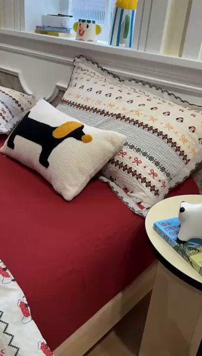 91家纺网 家纺一手货源 找家纺 水墨江南 2026新款泡芙纱全棉花边夏被四件套 花边夏被-小狗日记